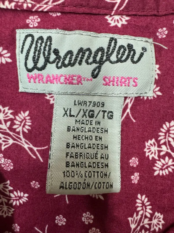 Wrangler Women’s Long Sleeve Floral Pearl Snap Button Down Shirt Size X-Large - Image 4