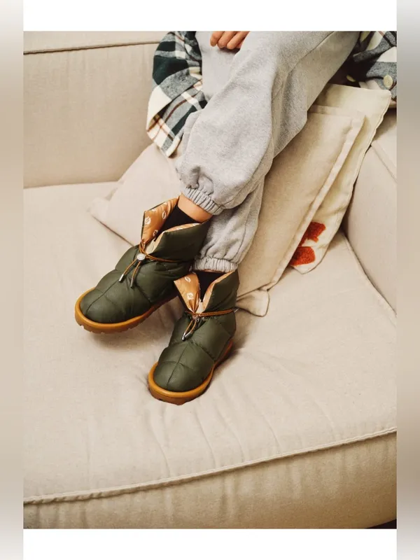 Flufie Classic Down Pillow Boot Khaki 38 EUC Green Size 7 - Image 12