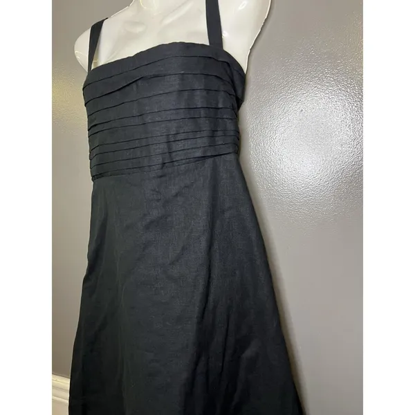 Abercrombie & Fitch Dress Womens Large Tall Black Linen Pleated Sundress - Image 5