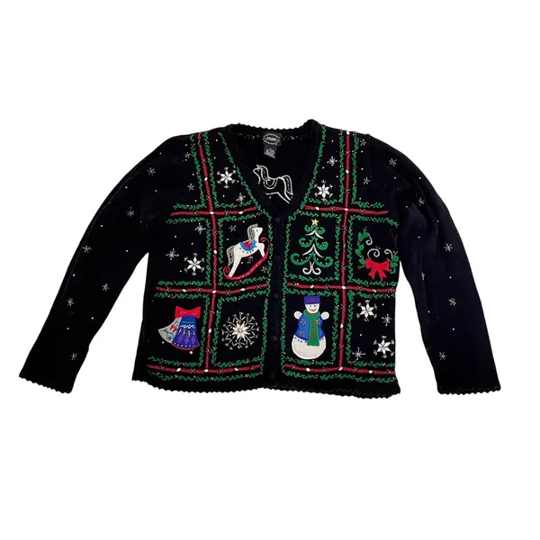 Designers Studio Originals Vintage 90s Ugly Christmas Cardigan Sweater Medium - Image 2