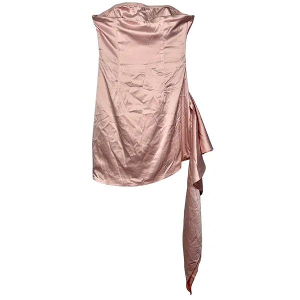 NWT Babyboo Leoni Blush Pink Satin Ruched Strapless Mini Dress Womens Size XS - Image 11