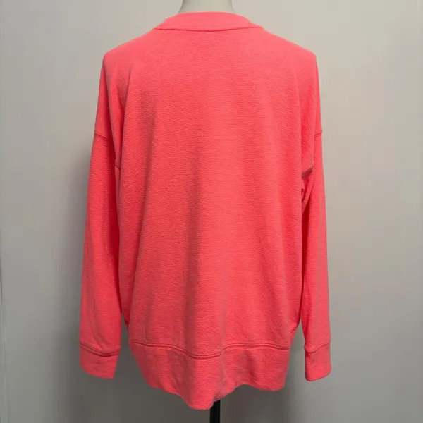 Aerie Sweatshirt Small Neon Coral Oversized Textured Terry Pullover Beach - Image 5