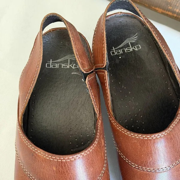 Dansko Pearl Leather‎ Slingback Heeled Clogs Sz 39 (8.5/9 US) Professional Nurse - Image 5