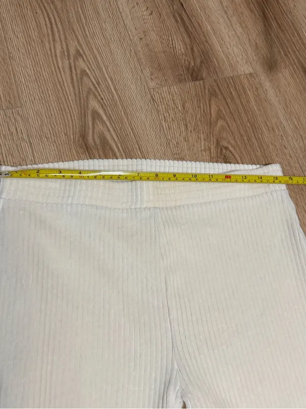 Aerie Cream Corduroy Flare Pants Women's L Long High Waist Pull On Stretch - Image 5