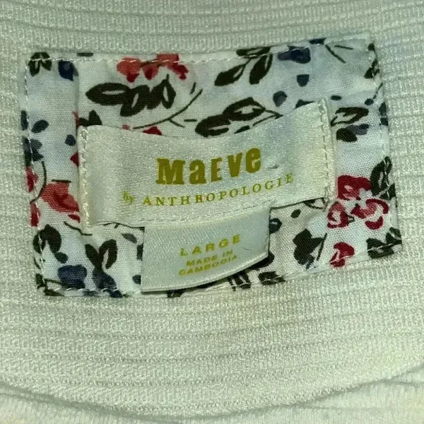 MAEVE Anthropologie Women's Cream Ribbed Long Sleeve Tunic Large‎ - Image 6