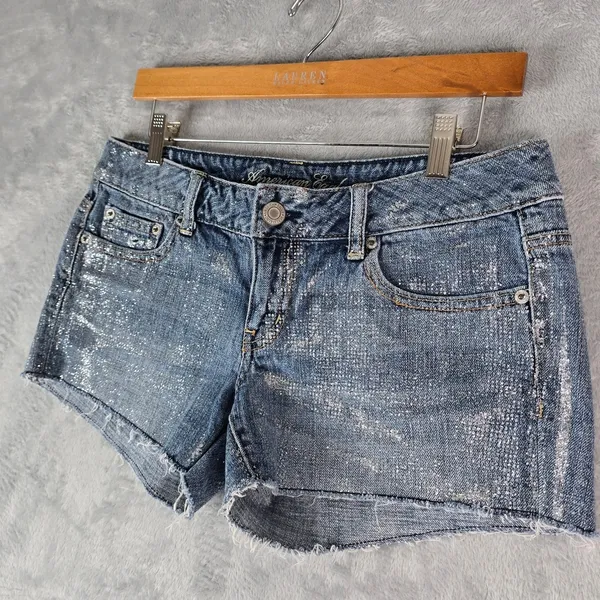 American Eagle Shorts Womens 6 Blue Sparkly Bedazzled Booty‎ Short Hot Pants - Image 3