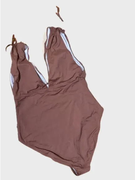 Brown Ruched One-Piece Swimsuit - Classic Women’s Swimwear - Image 2