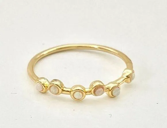 Five and Two New  Scattered Opal Gold Tone Serena Stacking Ring Size 6 - Image 4