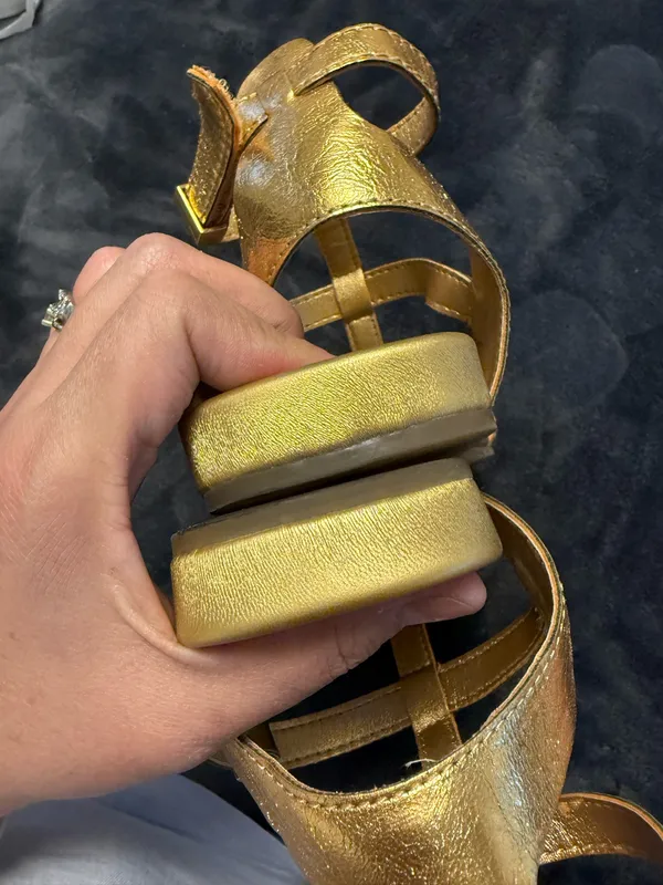 Franco Sarto Gold metallic strappy sandals #glamour #summer #heels - Image 7