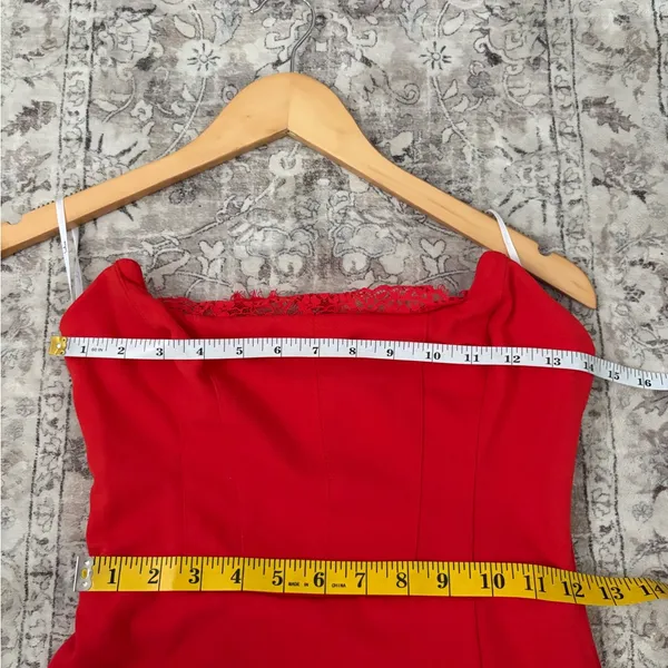 Lulus Memorably Iconic Red Strapless Lace Bustier Maxi Dress Size Small Formal - Image 7