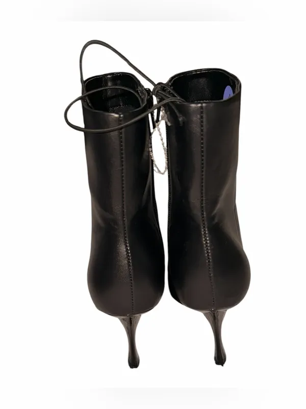 NEW Nine West Black Faux Leather Studded Pointed Toe Ankle Booties Size 10 - Image 5