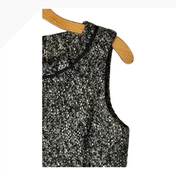 Talbots Dress Women 6‎ Black White Tweed Sheath Knee Length Fringe Neck Preppy - Image 6