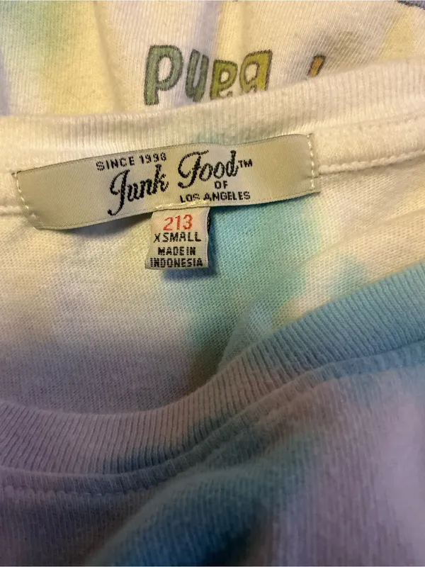 Junk Food Grateful Dead Tie Dye Graphic Tee XS Blue White Skull Roses Eagle Tee - Image 3