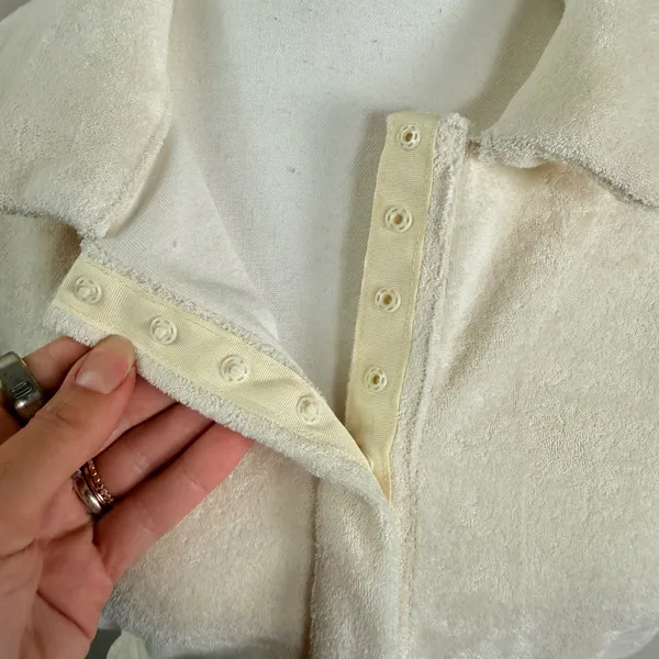 Beyond Yoga Tropez Romper Pistachio Cream Terry Cloth Short Sleeve Belted M NEW - Image 4
