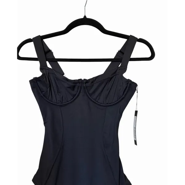 TA3 Lifty One Piece Swimsuit Black Corset Lace Up Sculpting Small NWT - Image 5
