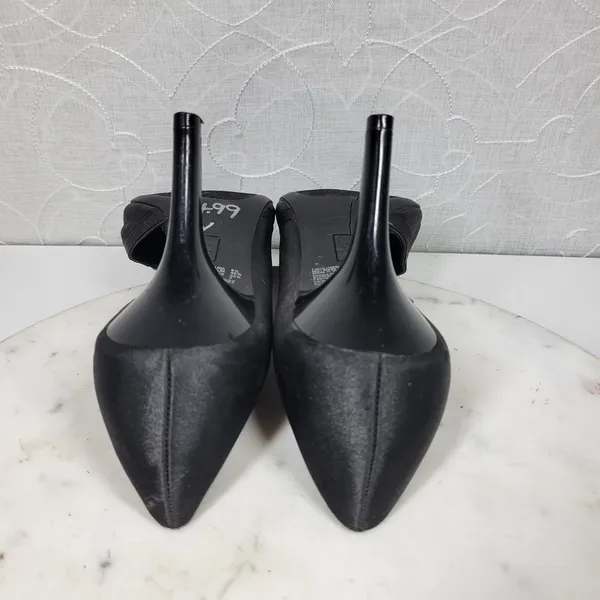 Fioni Dress Pumps Womens‎ 8.5 Black Satin Rose Stiletto High Heels Formal - Image 8