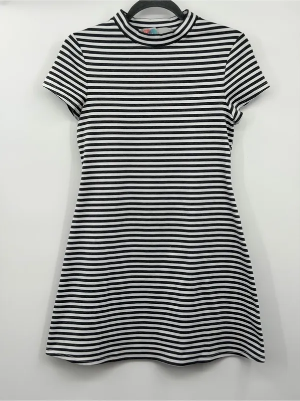 Free People Beach On‎ The Line Ponte Dress Small Gray White Stripe Mini - Image 2