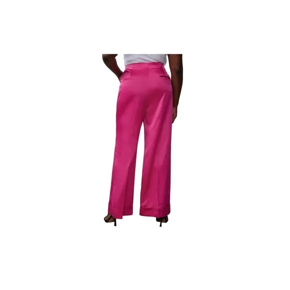 NY&C Pink Wide Leg Trousers New 2X High Waist Satin Dressy Party‎ Pants - Image 3