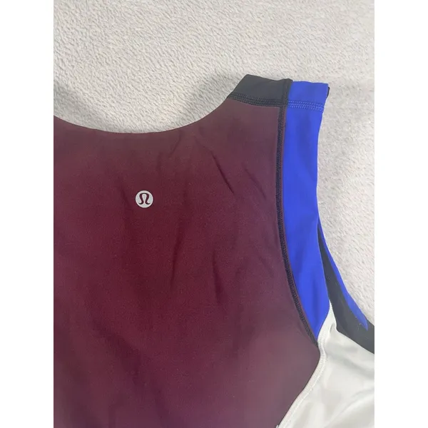 Lululemon Kick Serve Sweat Bra Black Blue Red White Sz 10 Pads Running Athletic - Image 2