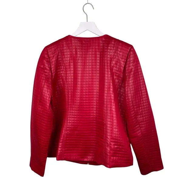 Valerie Stevens Lightweight Quilted Poly Red Jacket Women's Size Large Full Zip - Image 3