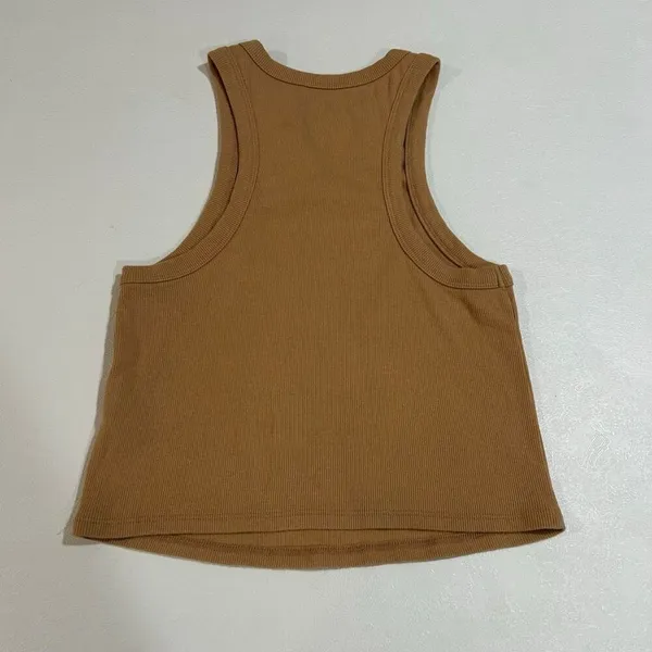 Maeve by Anthropologie Ribbed Tan Sleeveless Tank Top Size Medium - Image 2