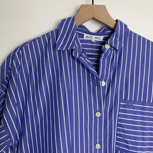 ALEX MILL Kristen Shirtdress in Stripe Mini Button Down XS - Image 8
