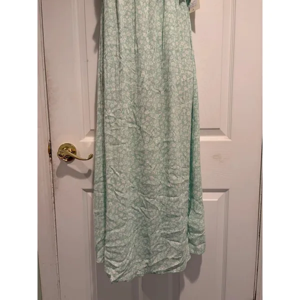 Billabong‎ Mint Green Floral Maxi Dress Boho Cottagecore Beach Sundress Medium - Image 3