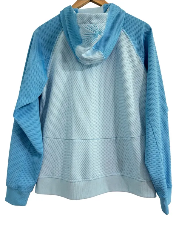 Salomon Womens Snowboard Ski Hoodie / Jacket Blue Textured Zip Pockets L - Image 3