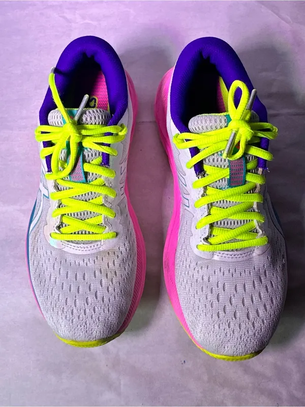 Oasis Women's Athletic Sneakers in White, Neon Yellow, Pink & Teal - Image 4