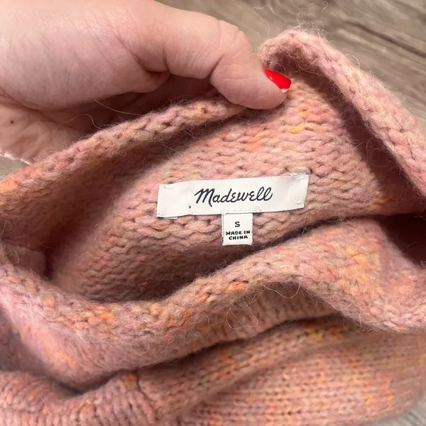 MADEWELL Funnel Neck Sweater In Pink-multi size small‎ - Image 4