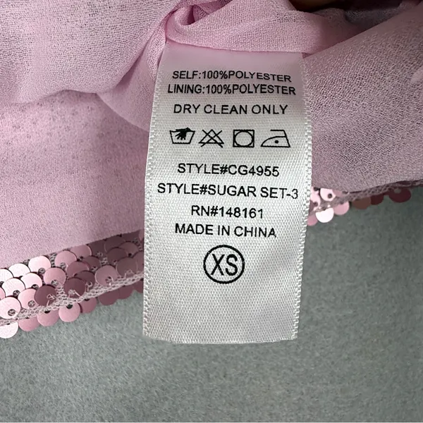 BuddyLove Sugar Pink Sequin 2 Piece Crop Top Mini Skirt Set XS NWT - Image 8