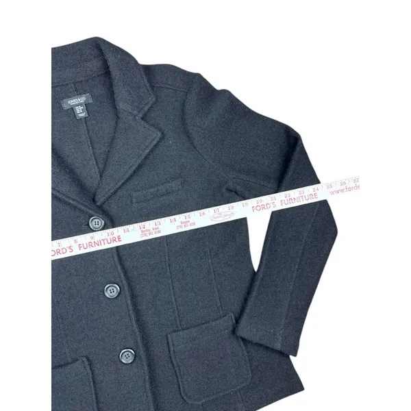 Jones New York‎ Jacket Women's Medium Black 100% Wool Button Up Pockets Luxury - Image 2