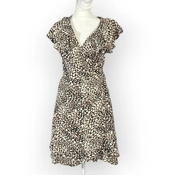 Free People French Quarter Wrap Mini Dress Women's Medium Black Brown White - Image 3