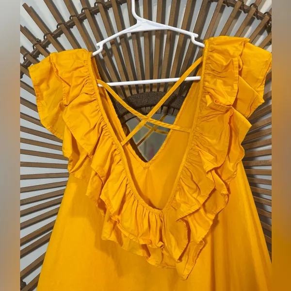 Maeve Ruffle Tunica Mini Dress V-Neck A-Line Spring Mango Vacay Resort 🌴💛 - Image 11