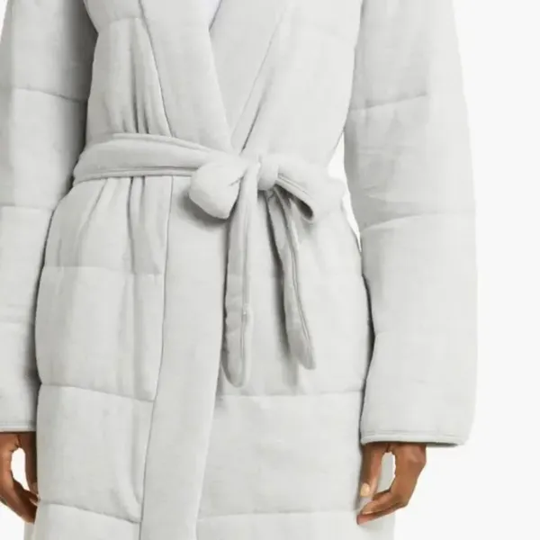 PJ Salvage Quilt Dreams Peachy Jersey Robe in Heather Grey , Large, Gray, NWT - Image 4