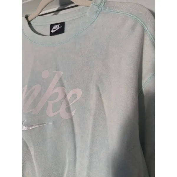 Nike Cropped Sweatshirt Sz 2x Bluish Tie Dye Emboidered‎ Swish Logo - Image 3