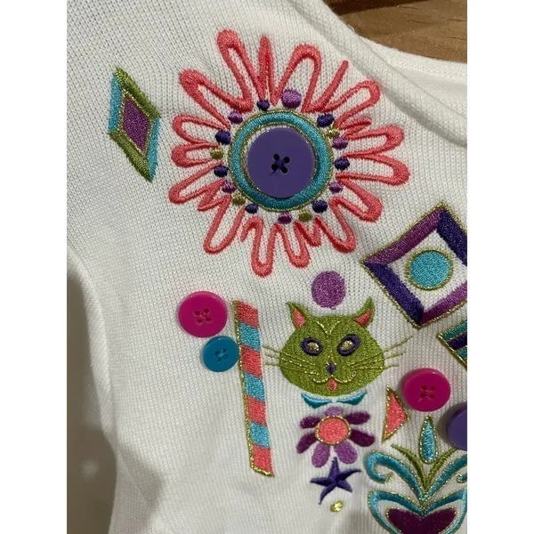Bob Mackie Wearable Art Zip Up Sweater, size XL - Image 10