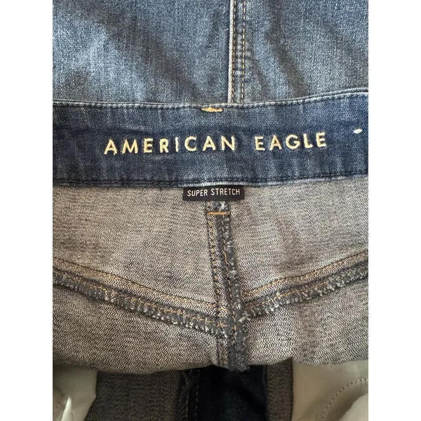 American Eagle Super Stretch Denim Mini Skirt Sz 6 Classic Wash Distressed Boho - Image 5