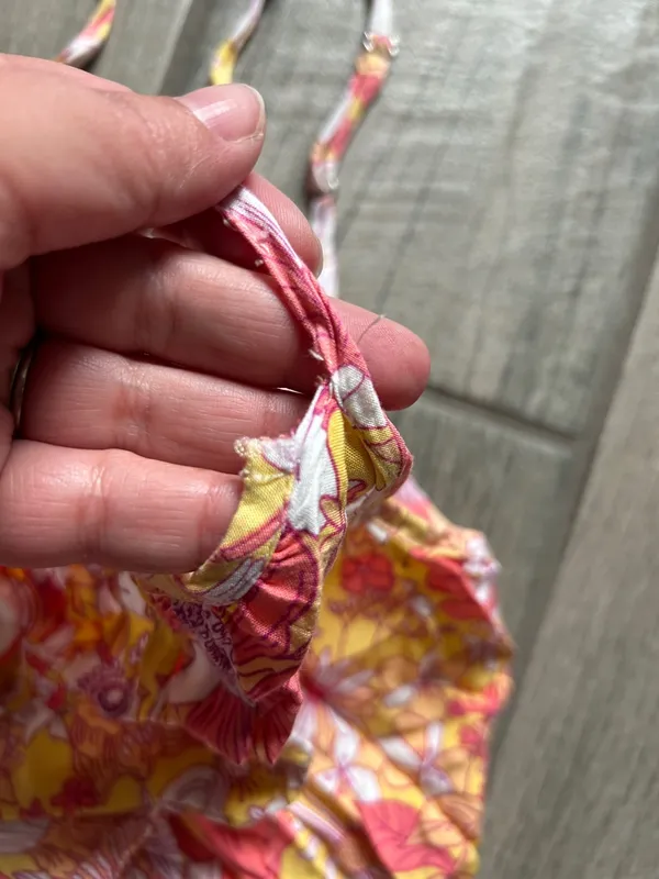 Millibon Pink & Yellow Floral Crinkle Spaghetti Strap Mini Dress - Image 3