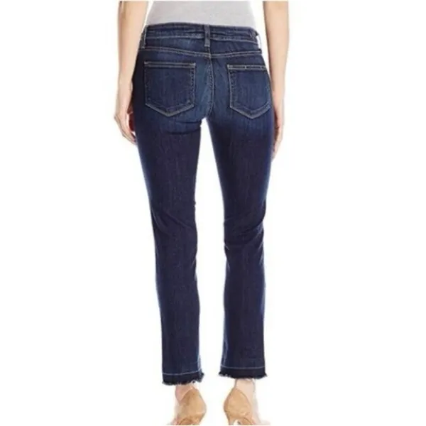 PAIGE Miki Straight Jeans In Merrick released Raw Hem Size 27 Dark Wash - Image 3