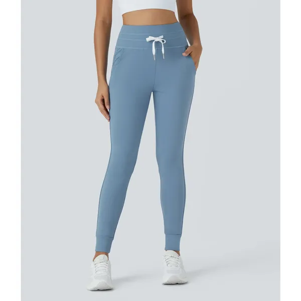 Halara Softlyzero HighWaisted Drawstring Full Length Joggers Gray Blue Medium - Image 6