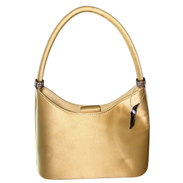 NWT Preston & York Gold Satin Shoulder Bag Rhinestone‎ Handle Y2K Evening Purse - Image 4