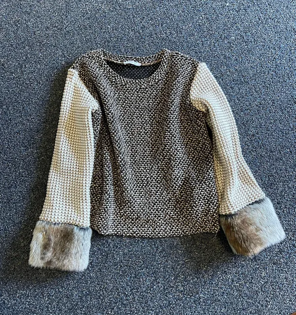 ZARA Knitted Sweater Top With Faux Fur Cuffs - Image 7