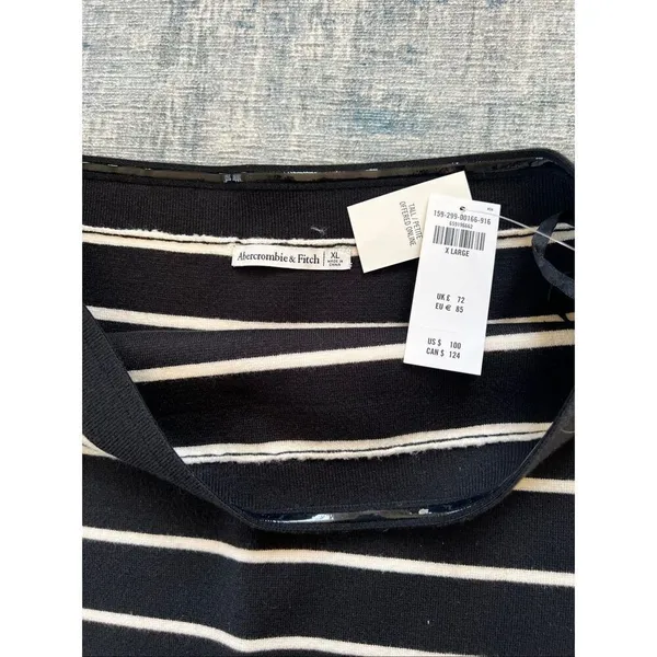 NWT! Abercrombie and Fitch Black White Strapless Midi Sweater Dress XL - Image 4