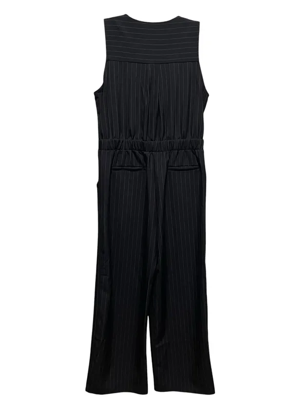 Monteau Los Angeles Jumpsuit Black Pinstripe Women’s Size Large Wide Leg - Image 7