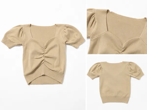 Korean Boutique Knit Top Tan - Image 2