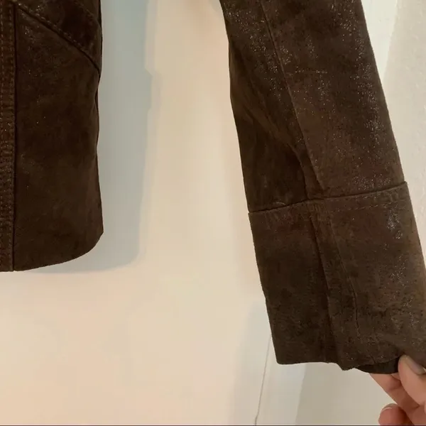 Powder River Outfitters Brown Western Leather Jacket Boho Conch Tribal Suede - Image 4
