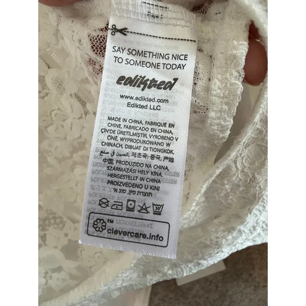 Edikted NWT Zoey Two Piece Bodysuit Women's Large White Sheer Lace Long Sleeve - Image 6