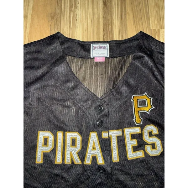 Victoria's Secret‎ Pittsburgh Pirates PINK 5th & OCEAN Sewn Mesh Jersey Sz Small - Image 3