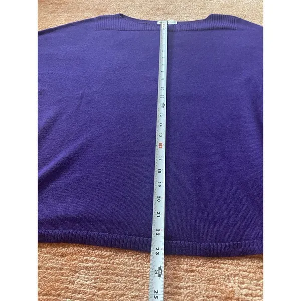 Coldwater Creek Purple Wool Blend Boatneck Cropped Sleeve Sweater Size 10-12 /M - Image 4